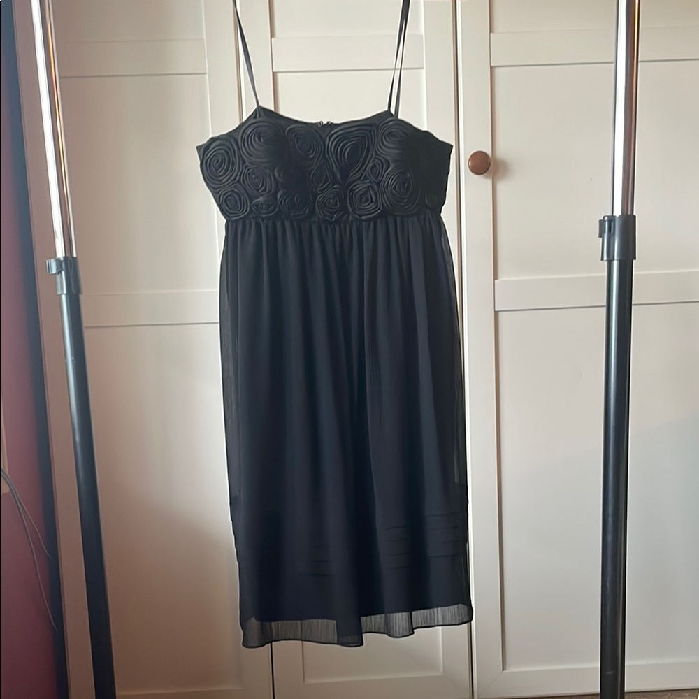 BCBG Black Rosette Detail Mini Dress